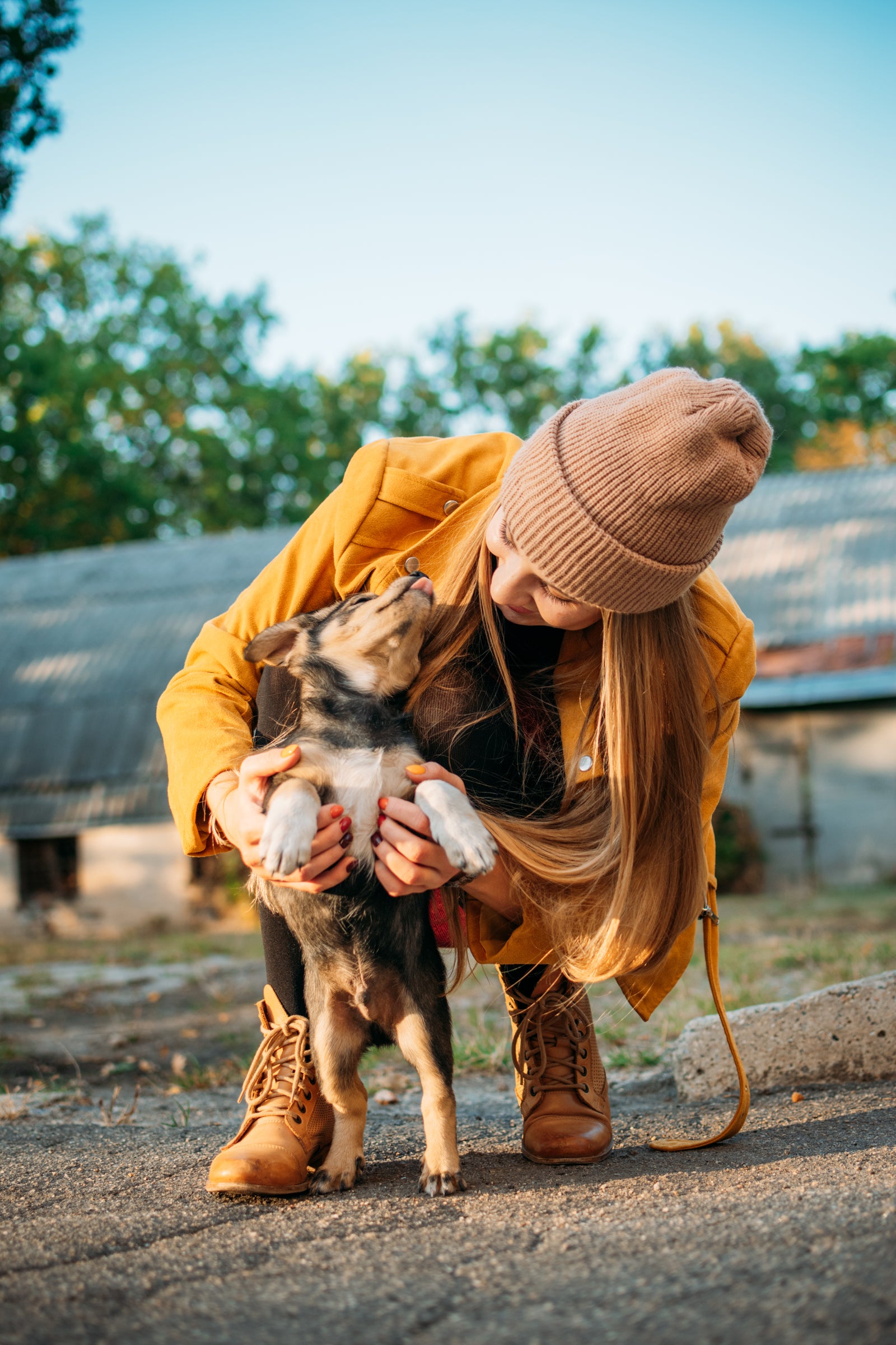Dog mum staring into their dog's eyes