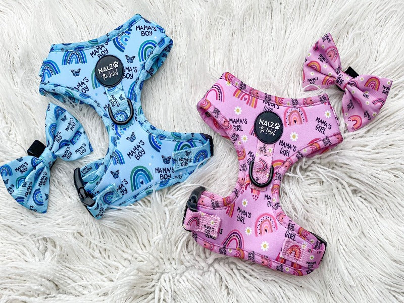 Mama's Boy Blue Adjustable Dog Harness (Front DRing) NALZO The Label